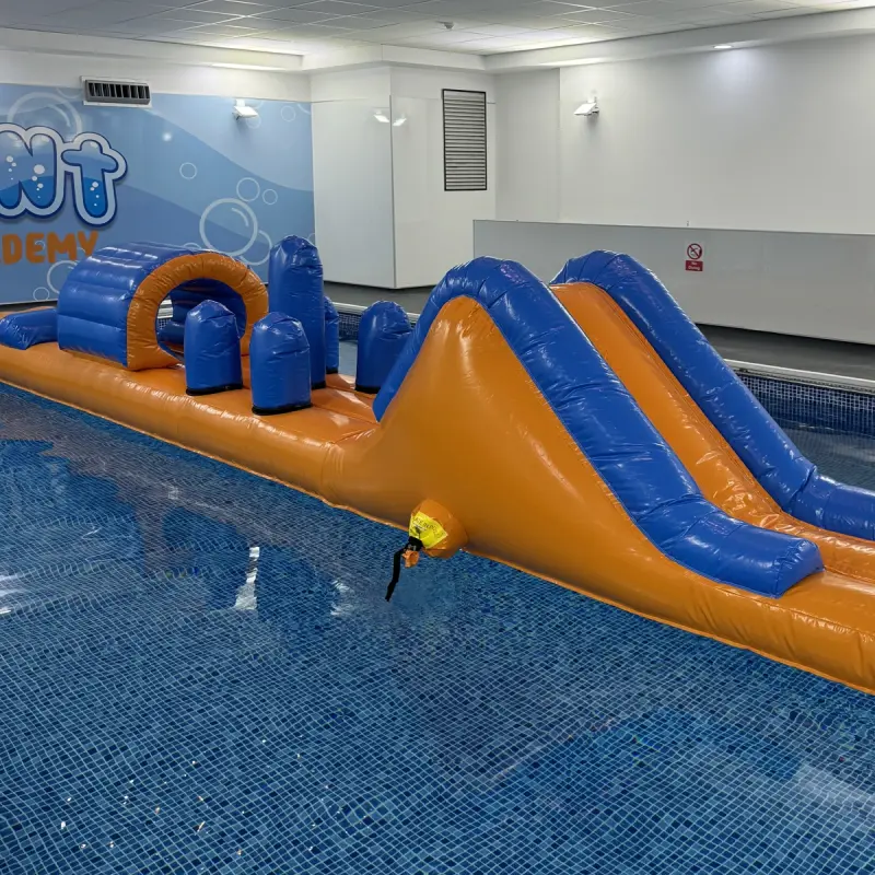 Inflatable obstacle course in the pool at Sprint Swim Academy
